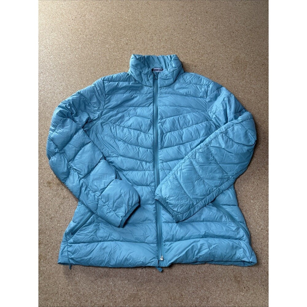Lands End Womens Down Puffer Jacket Peacock Blue Green Sz M 10-12 B3